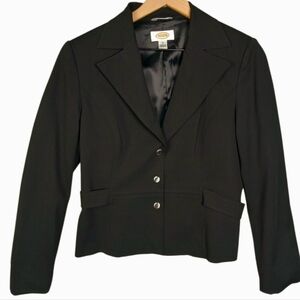 Talbots Black Blazer size 6 with accent snap button and belted accent